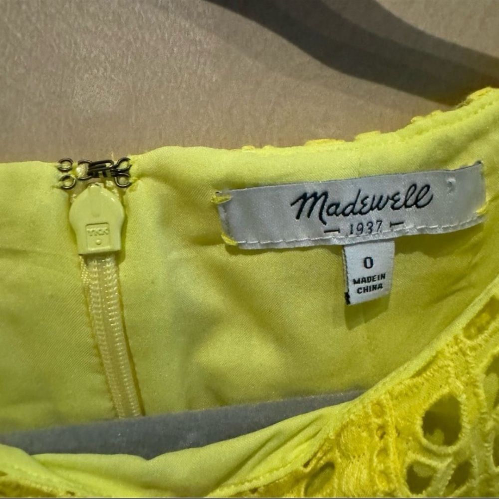Madewell Yellow Eyelet Sleeveless Fit Flare Cotton Dress - Size 0 - Picture 3 of 4